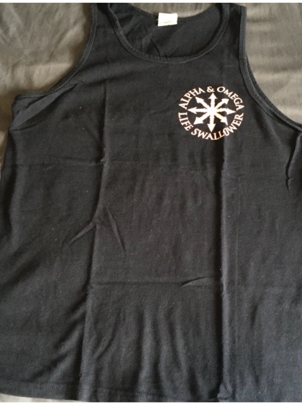Alpha & Omega Life Swallower Black Graphic Tank Top